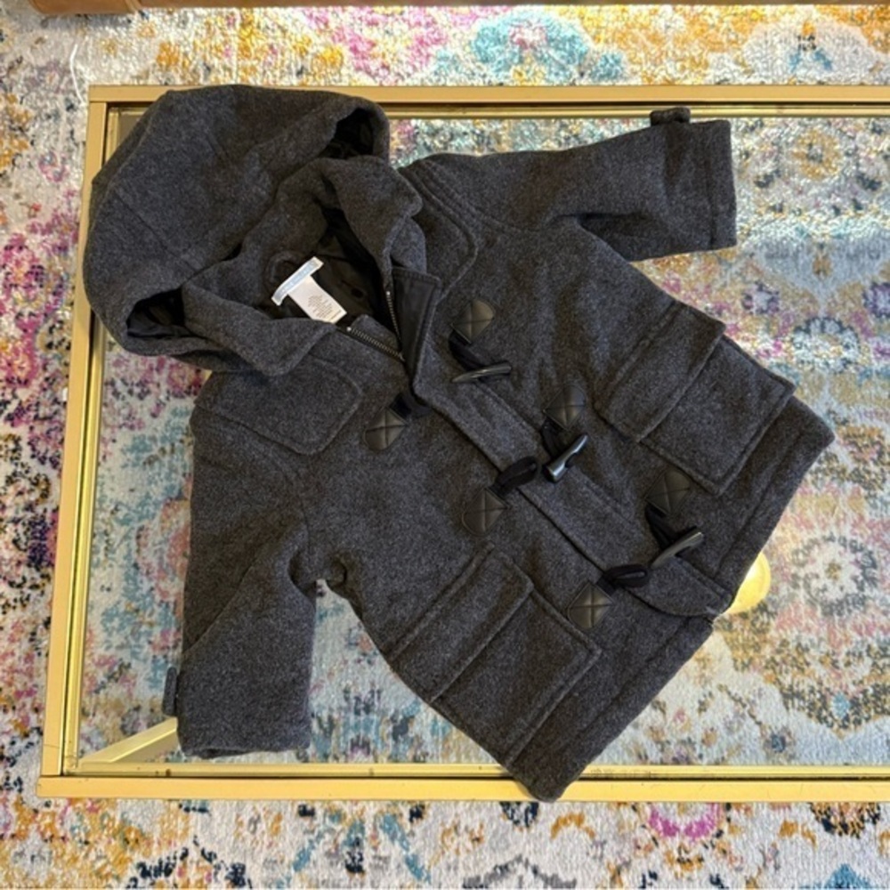 Janie and Jack Charcoal Gray Wool Toggle Coat (6-12M Baby)